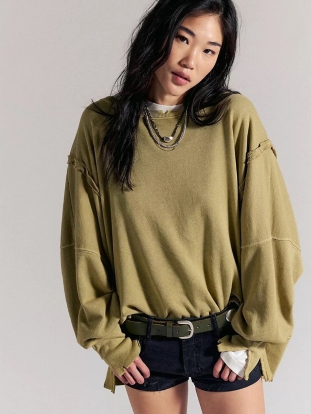 We The Free Oversized Pullover in Python Guacamole Size NWT Free People - Picture 5 of 8